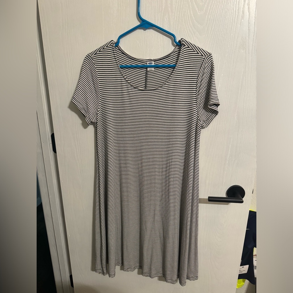 Black and white striped tshirt swing dress